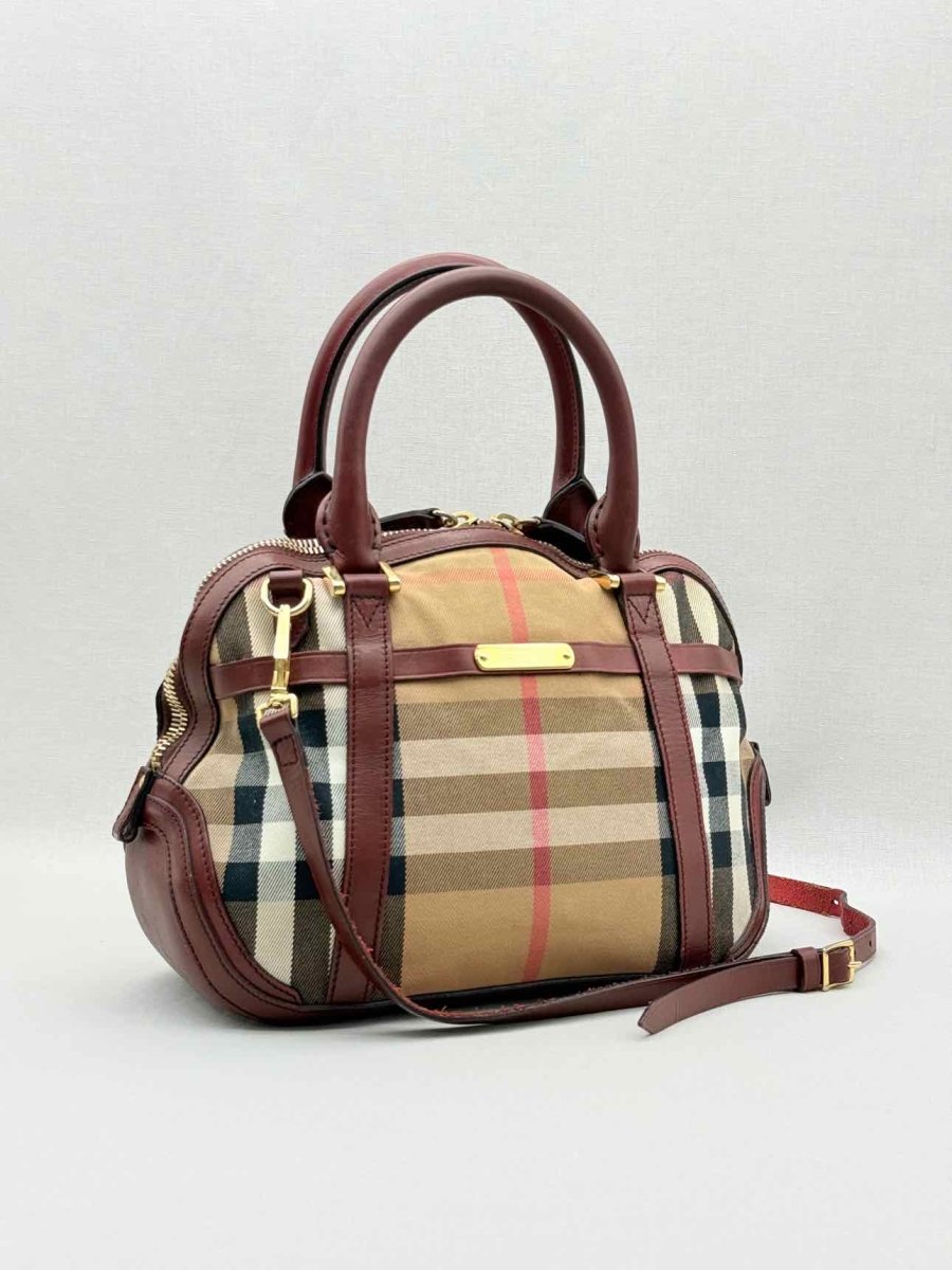 Pre - loved BURBERRY Beige Multicolor Check Top Handle at Reems Closet