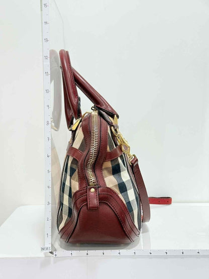 Pre - loved BURBERRY Beige Multicolor Check Top Handle at Reems Closet