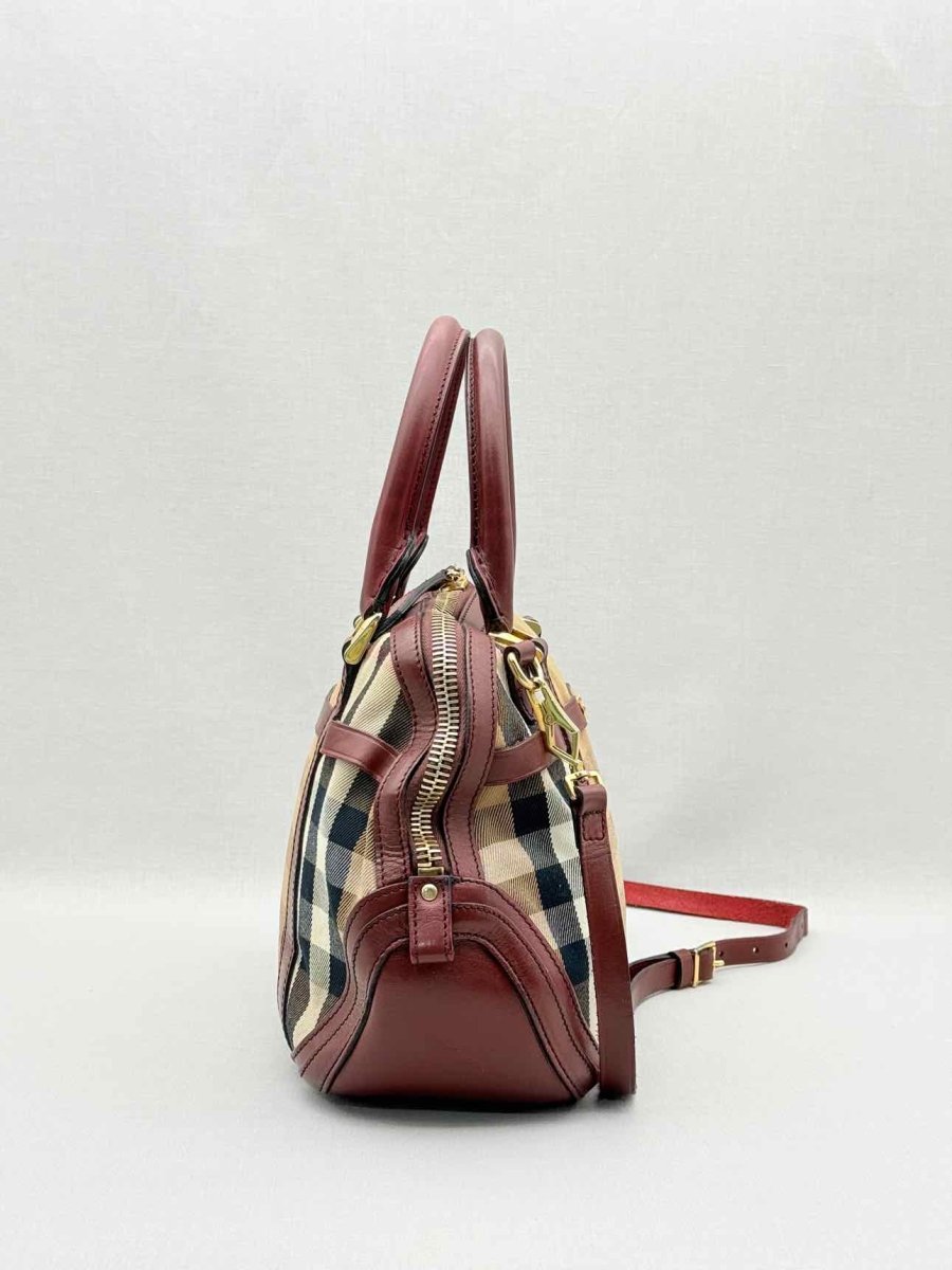 Pre - loved BURBERRY Beige Multicolor Check Top Handle at Reems Closet