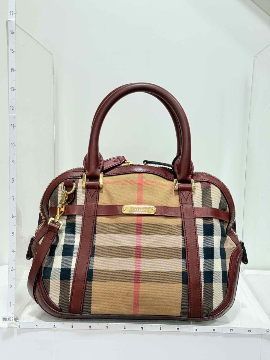 Pre - loved BURBERRY Beige Multicolor Check Top Handle at Reems Closet