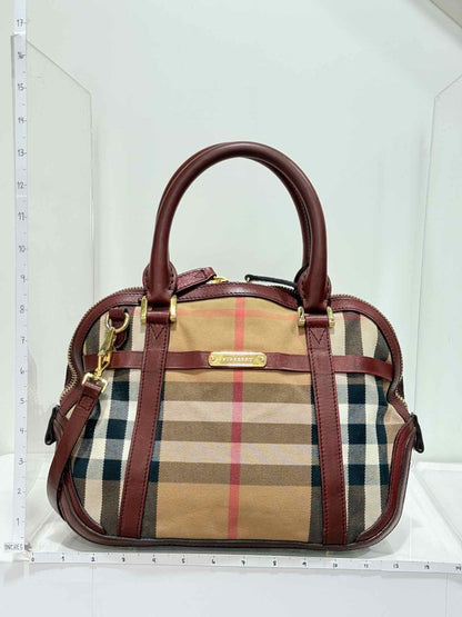 Pre - loved BURBERRY Beige Multicolor Check Top Handle at Reems Closet