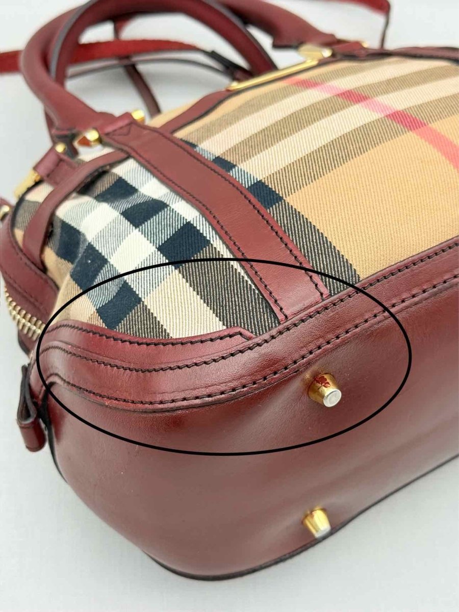 Pre - loved BURBERRY Beige Multicolor Check Top Handle at Reems Closet