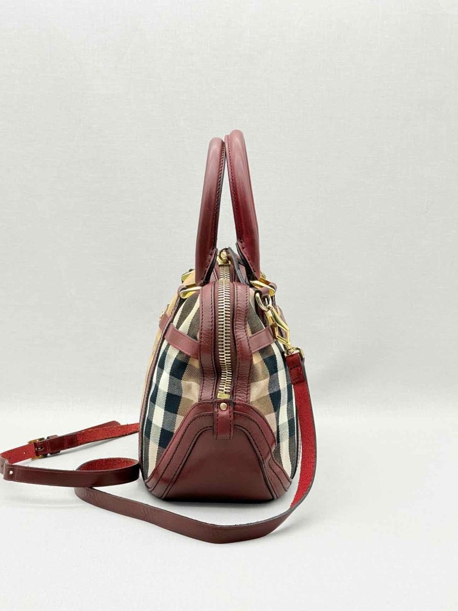 Pre - loved BURBERRY Beige Multicolor Check Top Handle at Reems Closet