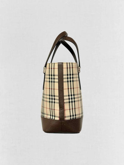 Pre - loved BURBERRY Beige Multicolor Tote Bag at Reems Closet