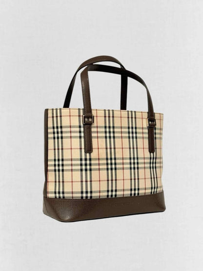 Pre - loved BURBERRY Beige Multicolor Tote Bag at Reems Closet