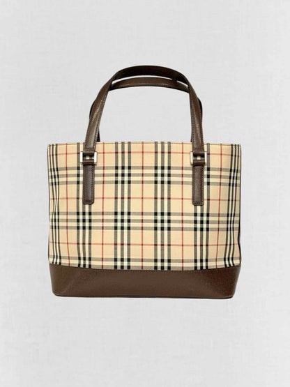 Pre - loved BURBERRY Beige Multicolor Tote Bag at Reems Closet