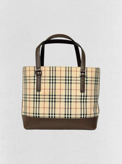Pre - loved BURBERRY Beige Multicolor Tote Bag at Reems Closet
