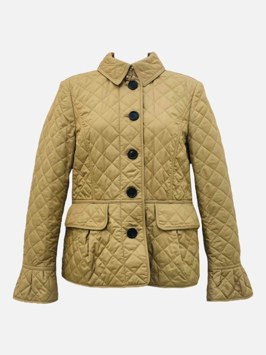 Pre - loved BURBERRY Beige Quilted Jacket at Reems Closet