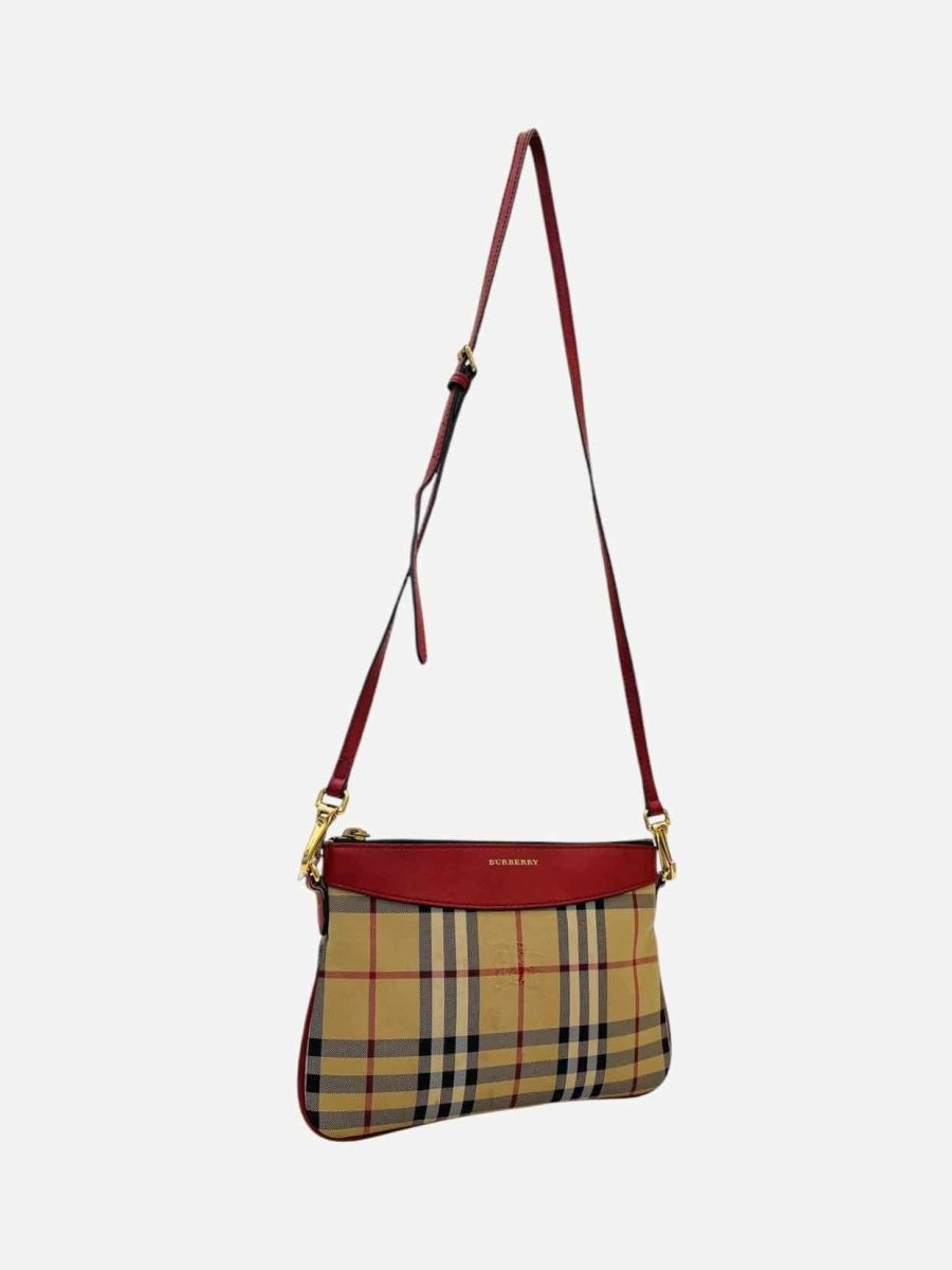 Pre - loved BURBERRY Beige & Red Check Crossbody at Reems Closet