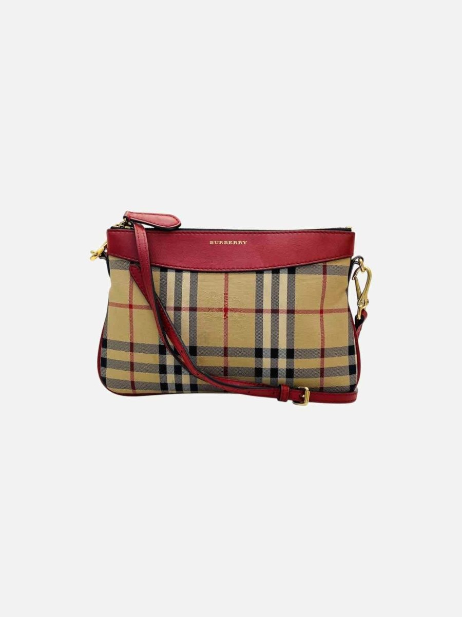 Pre - loved BURBERRY Beige & Red Check Crossbody at Reems Closet