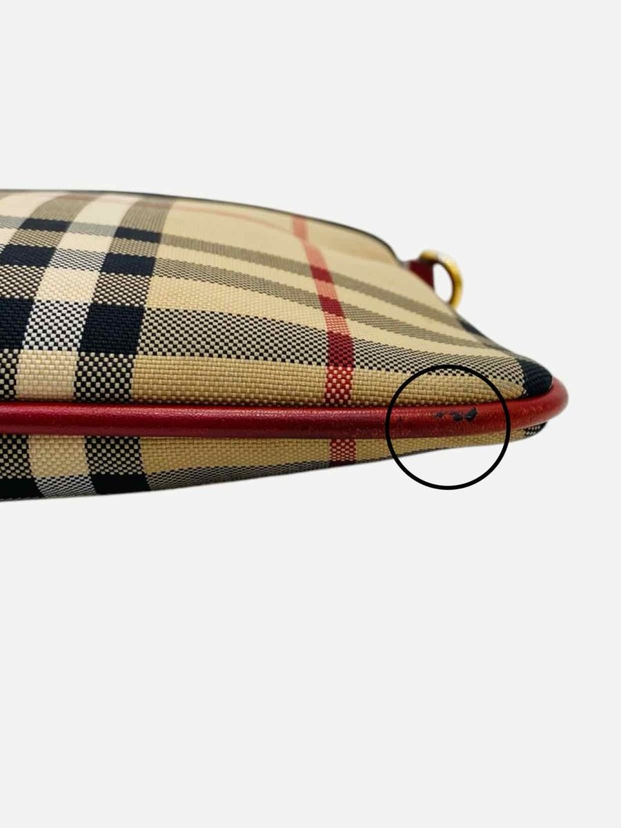 Pre - loved BURBERRY Beige & Red Check Crossbody at Reems Closet