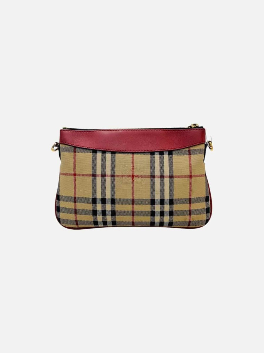 Pre - loved BURBERRY Beige & Red Check Crossbody at Reems Closet