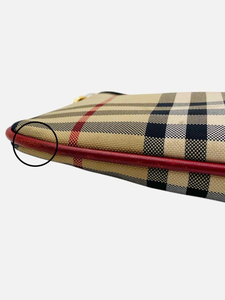 Pre - loved BURBERRY Beige & Red Check Crossbody at Reems Closet