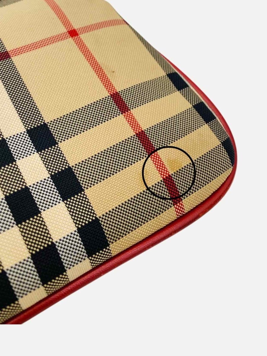 Pre - loved BURBERRY Beige & Red Check Crossbody at Reems Closet