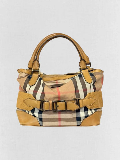 Pre - loved BURBERRY Beige w/ Black & White Shoulder Bag at Reems Closet