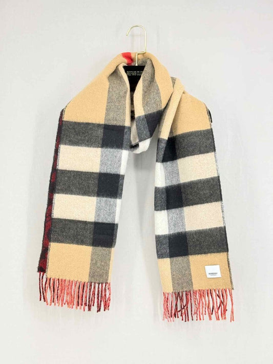 Pre - loved BURBERRY Beige w/ Red & Black Check Shawl at Reems Closet
