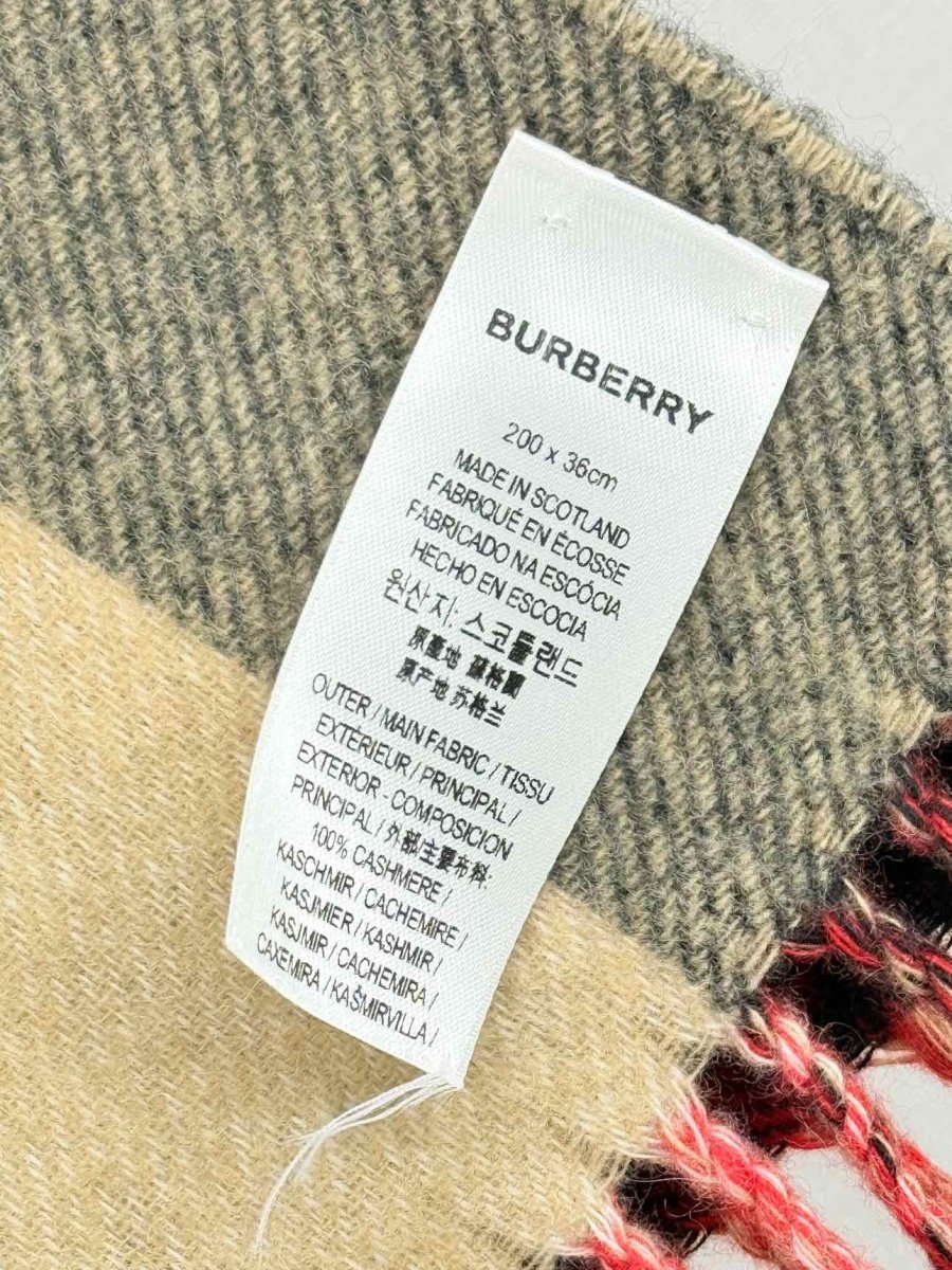 Pre - loved BURBERRY Beige w/ Red & Black Check Shawl at Reems Closet