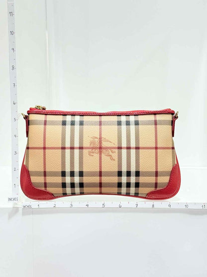 Pre - loved BURBERRY Beige w/ Red Check Crossbody at Reems Closet