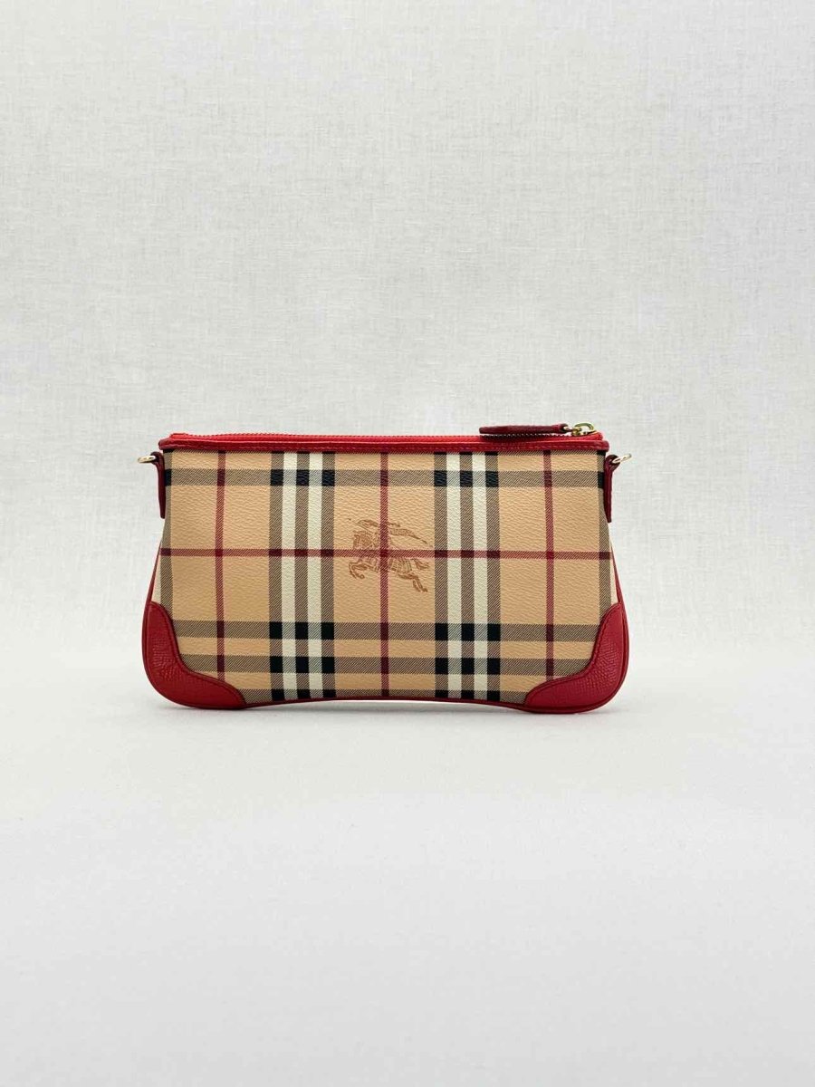 Pre - loved BURBERRY Beige w/ Red Check Crossbody at Reems Closet