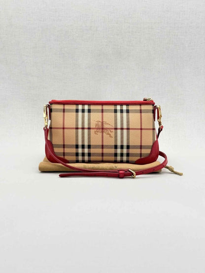 Pre - loved BURBERRY Beige w/ Red Check Crossbody at Reems Closet