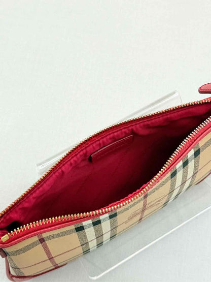 Pre - loved BURBERRY Beige w/ Red Check Crossbody at Reems Closet