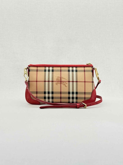 Pre - loved BURBERRY Beige w/ Red Check Crossbody at Reems Closet