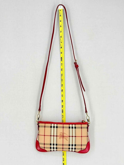 Pre - loved BURBERRY Beige w/ Red Check Crossbody at Reems Closet