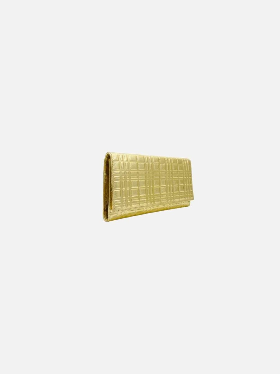 Pre-loved BURBERRY Bi-Fold Metallic Gold Wallet from Reems Closet