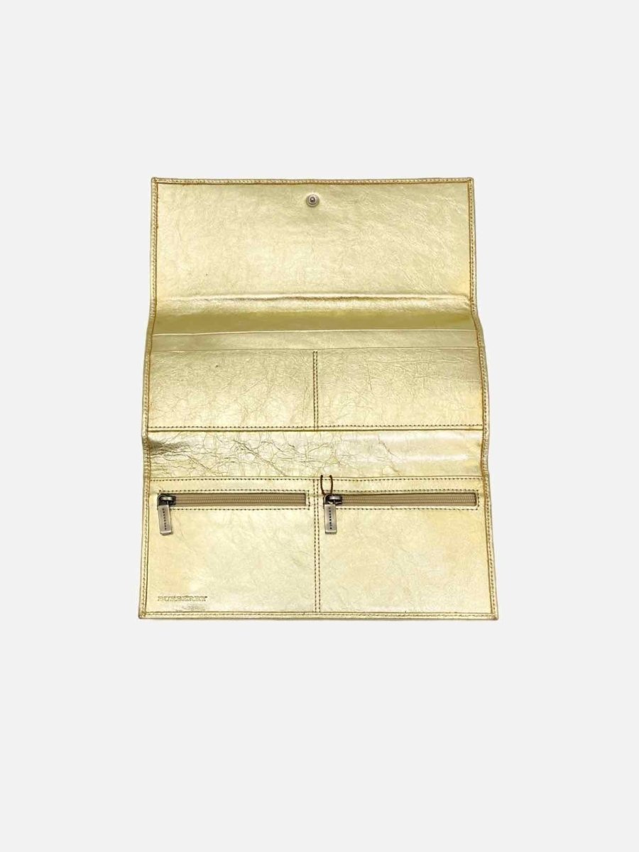 Pre-loved BURBERRY Bi-Fold Metallic Gold Wallet from Reems Closet