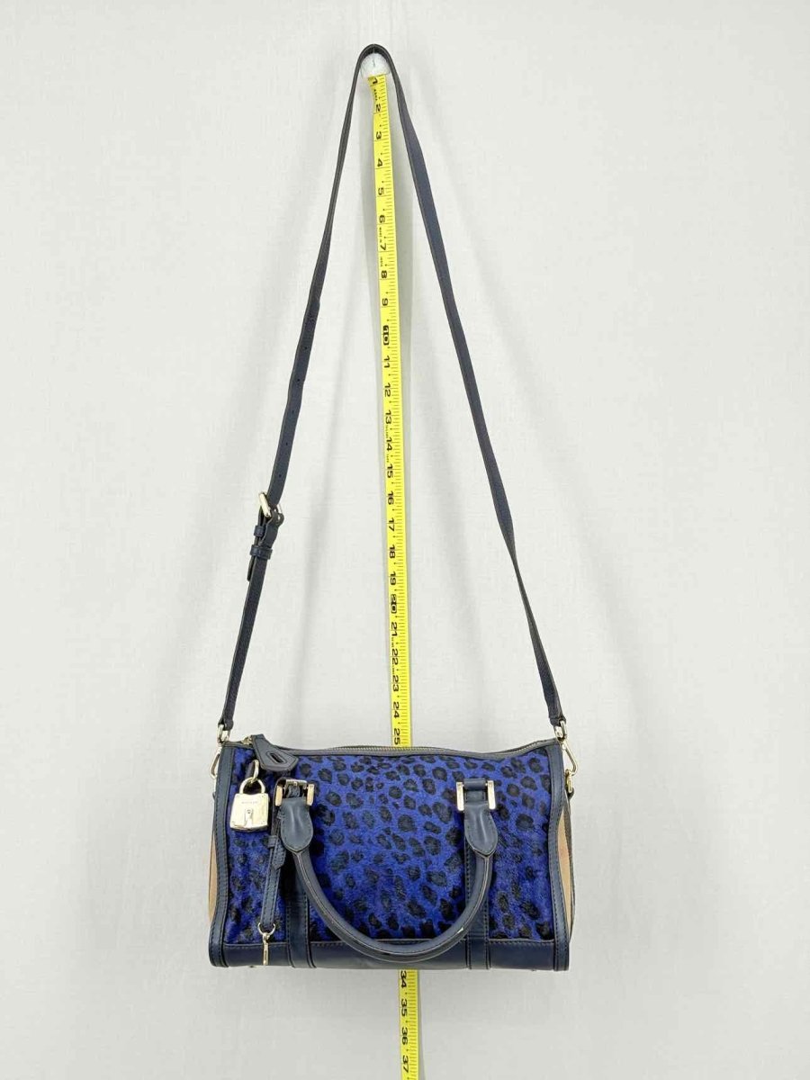 Pre - loved BURBERRY Blue Leopard Print Top Handle at Reems Closet