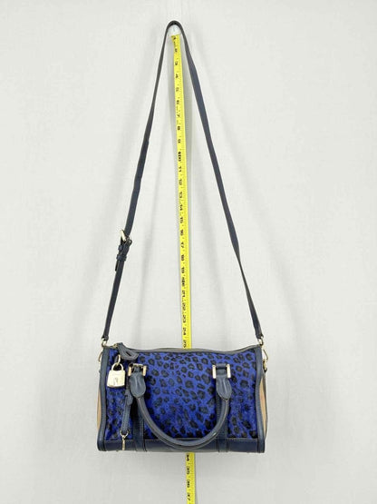 Pre - loved BURBERRY Blue Leopard Print Top Handle at Reems Closet