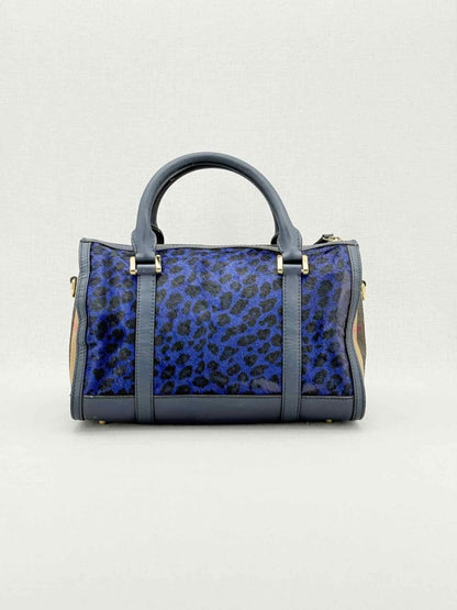 Pre - loved BURBERRY Blue Leopard Print Top Handle at Reems Closet