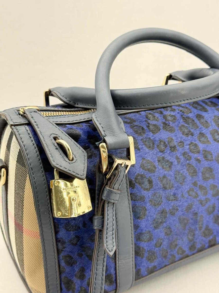 Pre - loved BURBERRY Blue Leopard Print Top Handle at Reems Closet