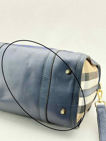 Pre - loved BURBERRY Blue Leopard Print Top Handle at Reems Closet