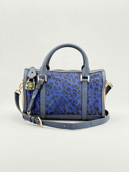 Pre - loved BURBERRY Blue Leopard Print Top Handle at Reems Closet