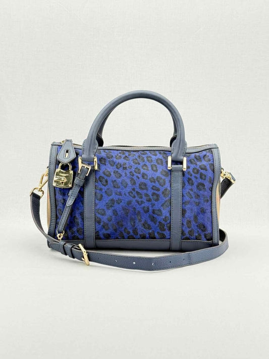 Pre - loved BURBERRY Blue Leopard Print Top Handle at Reems Closet