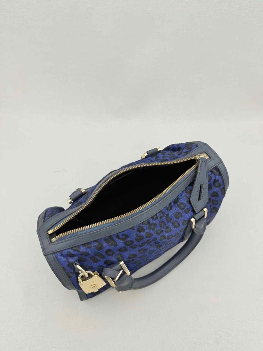 Pre - loved BURBERRY Blue Leopard Print Top Handle at Reems Closet