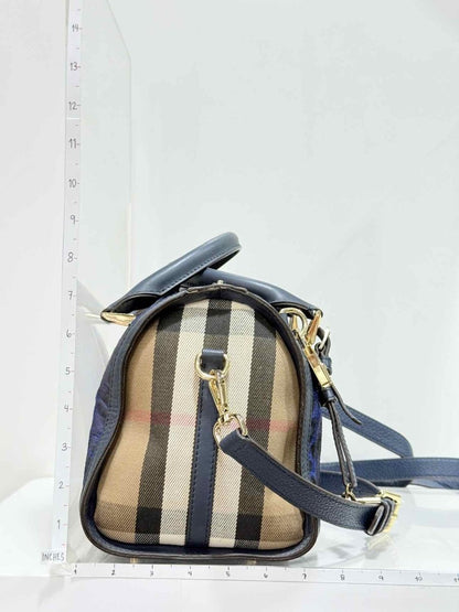 Pre - loved BURBERRY Blue Leopard Print Top Handle at Reems Closet