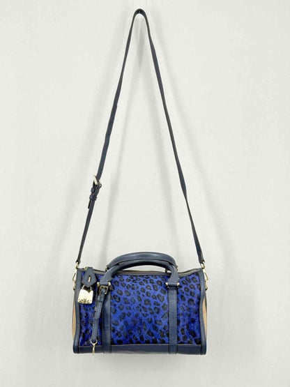 Pre - loved BURBERRY Blue Leopard Print Top Handle at Reems Closet