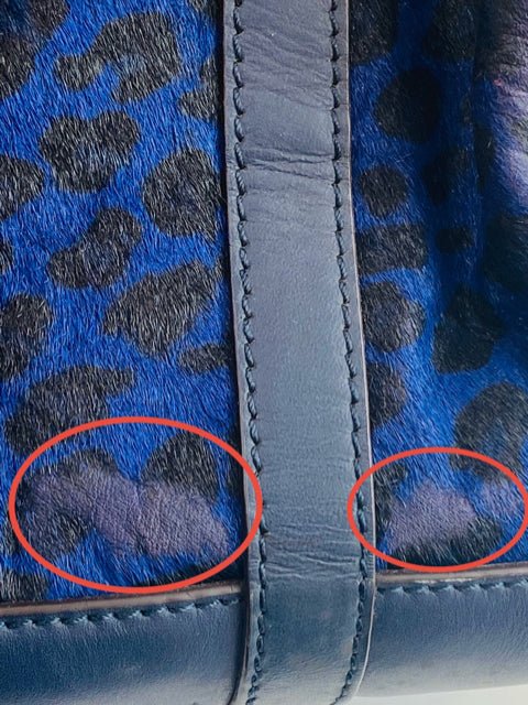 Pre - loved BURBERRY Blue Leopard Print Top Handle at Reems Closet