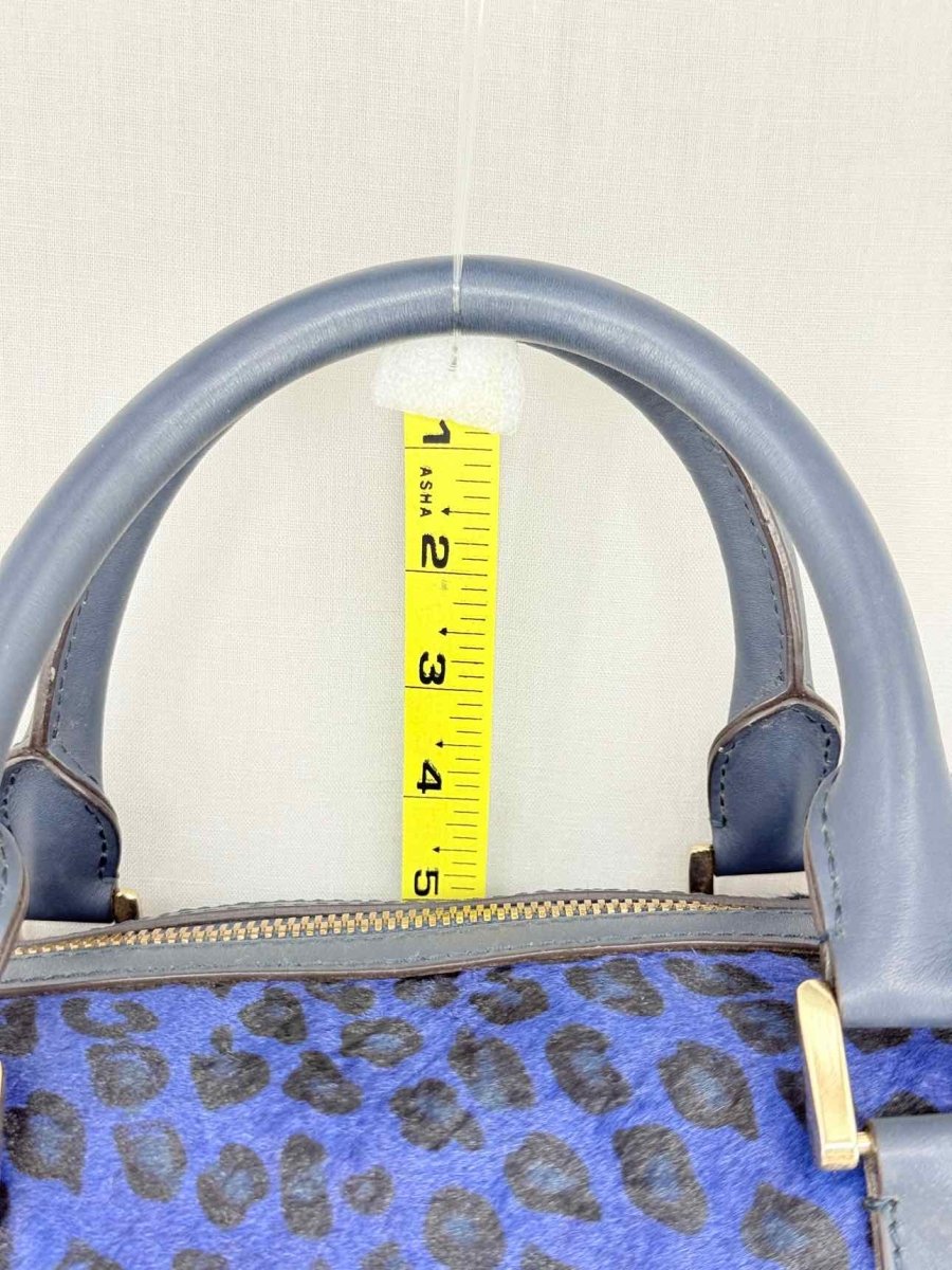 Pre - loved BURBERRY Blue Leopard Print Top Handle at Reems Closet