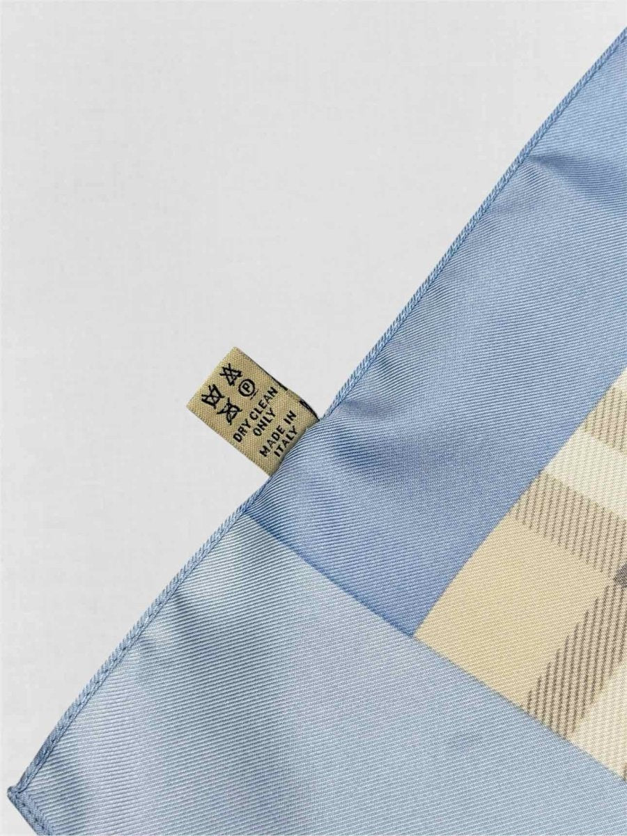 Pre-loved BURBERRY Blue Multicolor Nova Check Scarf at Reems Closet