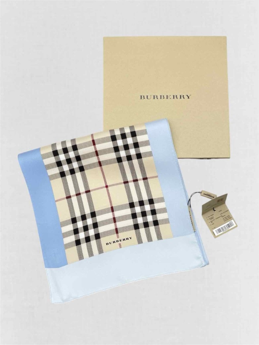 Pre-loved BURBERRY Blue Multicolor Nova Check Scarf at Reems Closet