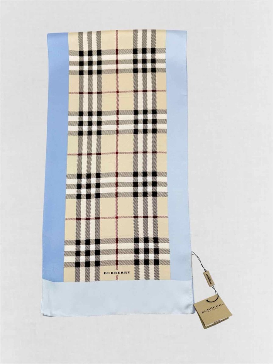 Pre-loved BURBERRY Blue Multicolor Nova Check Scarf at Reems Closet