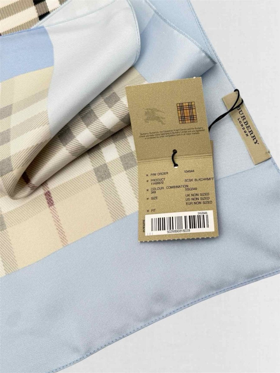 Pre-loved BURBERRY Blue Multicolor Nova Check Scarf at Reems Closet