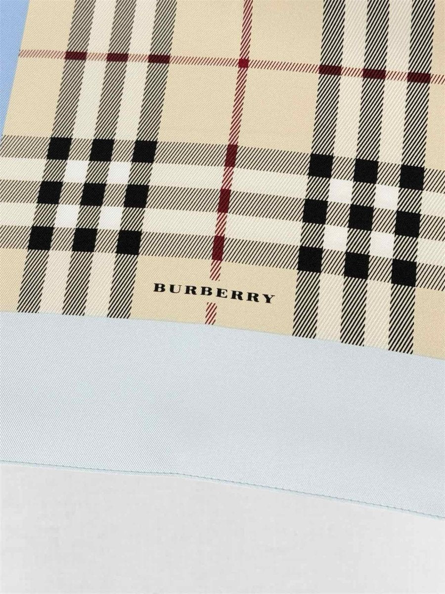 Pre-loved BURBERRY Blue Multicolor Nova Check Scarf at Reems Closet