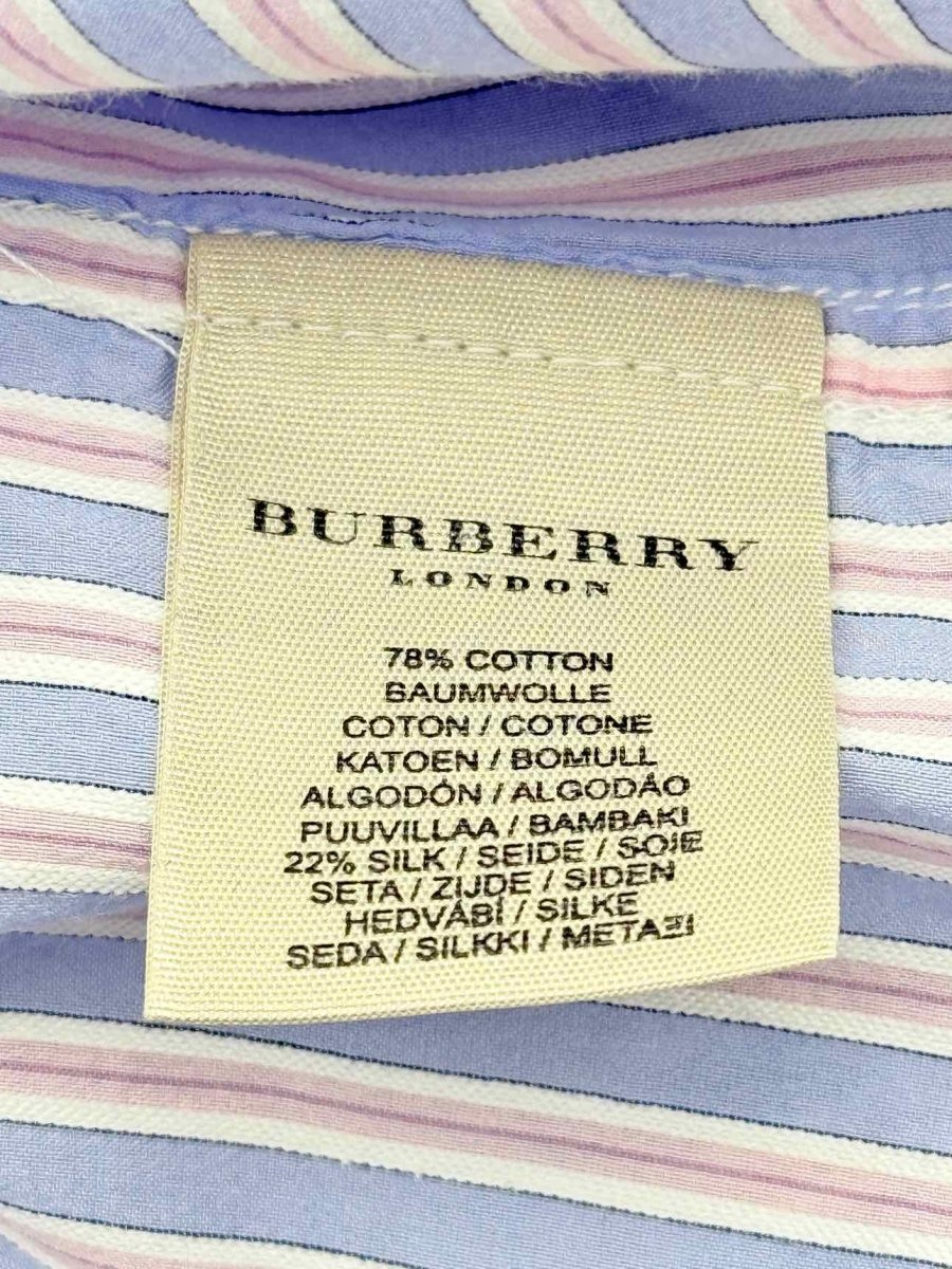 Pre-loved BURBERRY Blue & Pink Striped Size 39 Shirt at Reems Closet