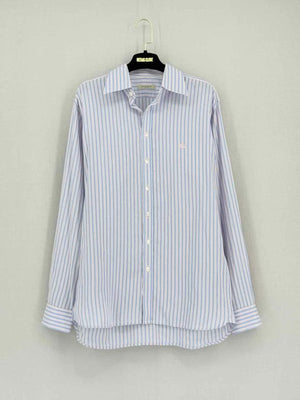 Pre-loved BURBERRY Blue & Pink Striped Size 39 Shirt at Reems Closet