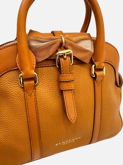 Pre - loved BURBERRY Bow Accent Orange Satchel at Reems Closet