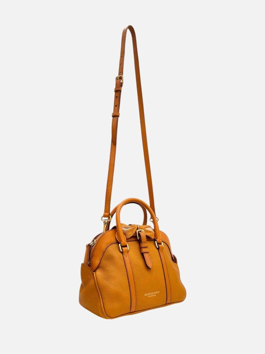 Pre - loved BURBERRY Bow Accent Orange Satchel at Reems Closet